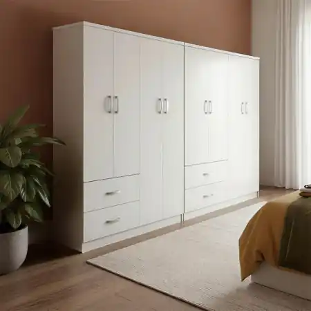 Retur gratuit Dulap cu 8 usi, Athos, V12, Alb, 241x42x180 cm