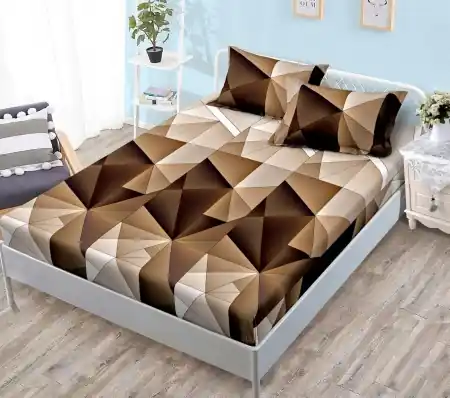 Cearsaf de pat cu elastic si 2 fete de perna Bronze 180x200 cm (Finet) Livrare rapidă