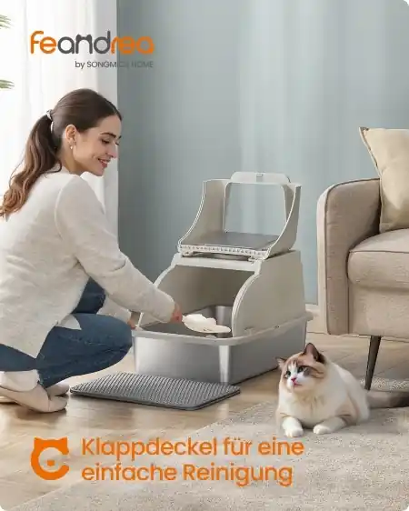 Litiera pentru pisici cu capac si usita, Felis, Bej, 61x41x36.5 cm Ofertă exclusivă