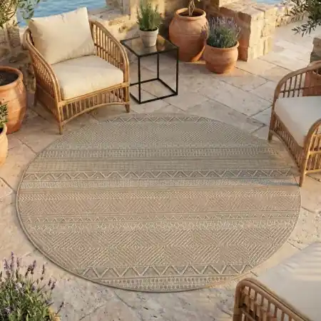 Bestseller Covor rotund Desert etno V3 Bej 80x80 cm