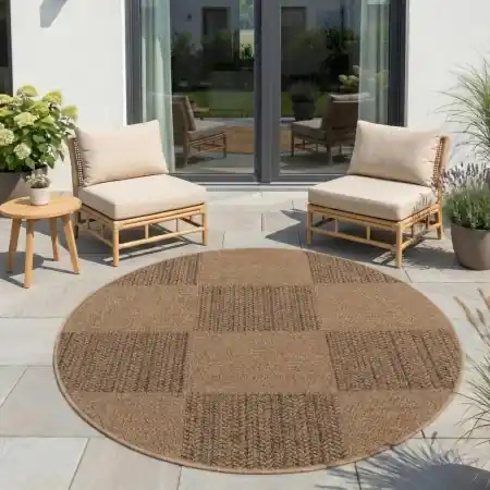 Plată securizată Covor rotund Timber V5 Bej 120x120 cm
