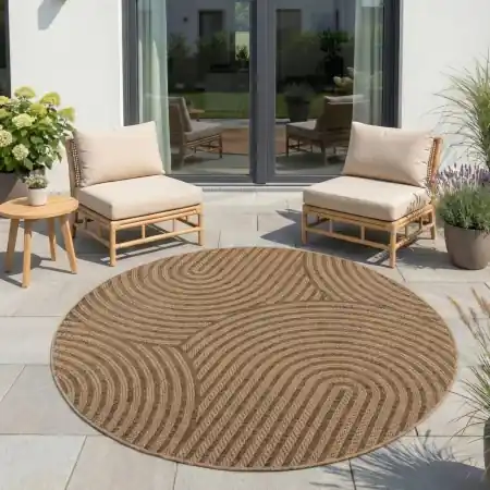 Covor rotund Timber V1 Bej 80x80 cm Reducere de preț