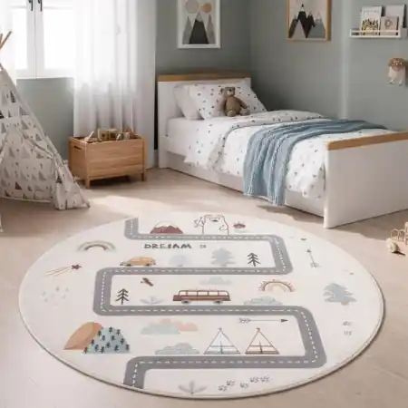 Calitate înaltă Covor rotund Coco V4 Crem 200x200 cm