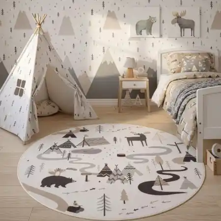 Calitate înaltă Covor rotund Coco V5 Crem 200x200 cm