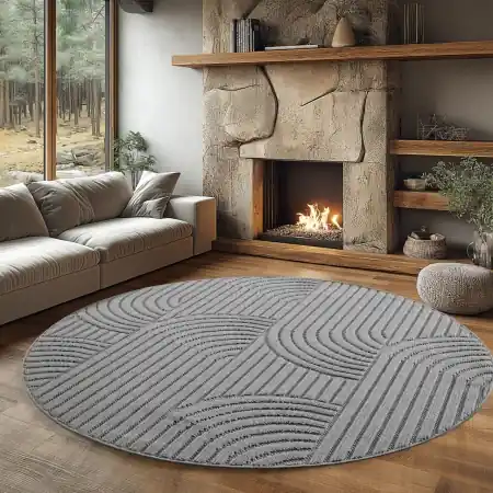 Reducere extra Covor rotund Helix V2 Argintiu 200x200 cm