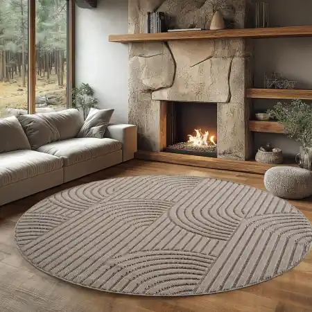 Covor rotund Helix V2 Bej 80x80 cm Bestseller