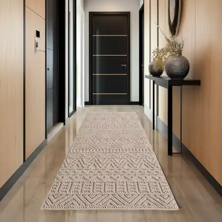 Covor traversa Helix etno V3 Bej 80x250 cm Plată sigură