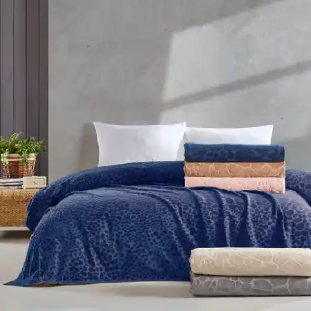 Ultima șansă Cuvertura Camel Bleumarin 220x240 cm (Catifea)