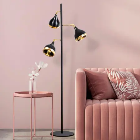 Lampadar Yildo - 7022 Negru Auriu Reducere extra