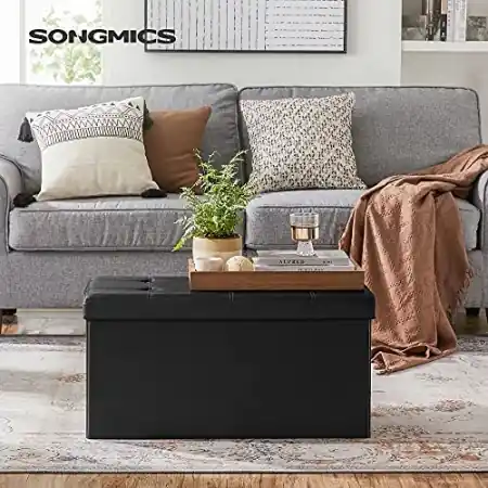 Bancuta hol cufar cu depozitare, Songmics, Negru, 76x38x38 cm Popular
