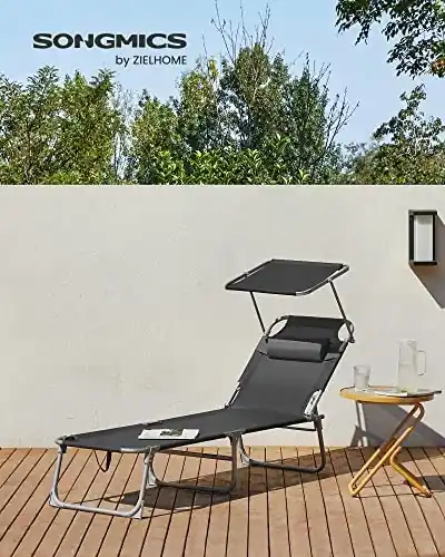 Reducere Sezlong, Songmics, Gri, 53x193x29.5 cm