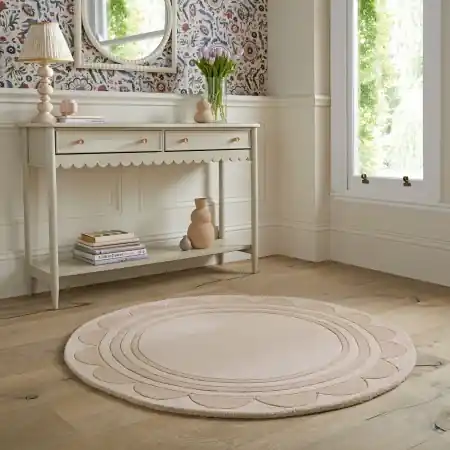 Popular Covor rotund Lois Scallop Natural 120X120 cm, Flair Rugs