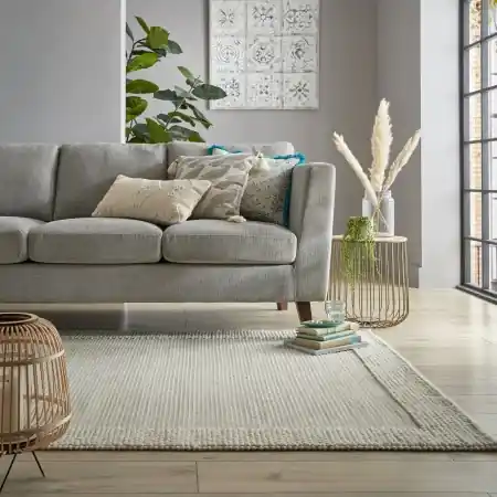 Covor Bobble Wool Border Negru 160X230 cm, Flair Rugs Preț mic