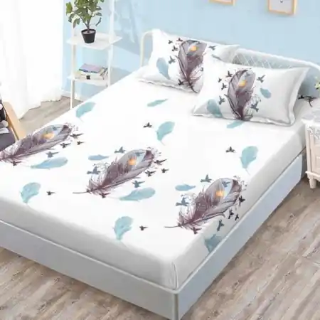 Cearsaf de pat cu elastic si 2 fete de perna Bruno 180x200 cm (Finet) Ofertă exclusivă