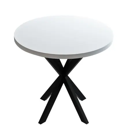 Bestseller Masa Kalipso din melamina alba cu picior metalic negru 70x70x75 cm