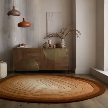 Covor oval Puddle Ombre Wool Maro 200x290 cm, Flair Rugs Nu rata