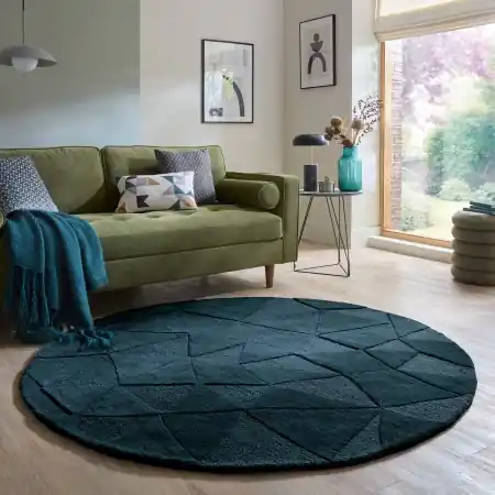 Cel mai vândut Covor rotund Shard Bleumarin 160x160 cm, Flair Rugs