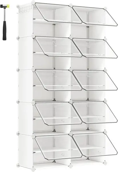 Calitate înaltă Pantofar modular Alb Songmics 82x32x152 cm
