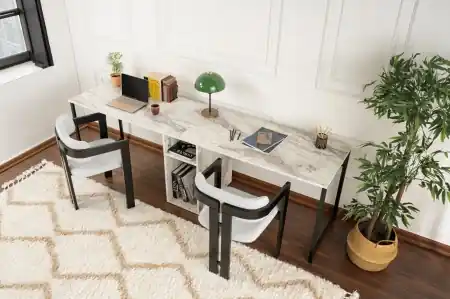Birou Twin Study Desk Galben Vezi acum