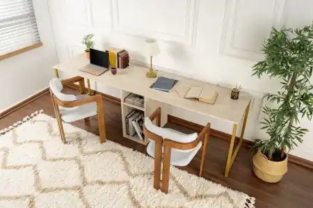 Birou Twin Study Desk Auriu Livrare rapidă