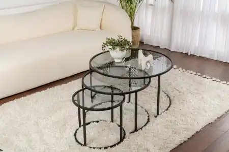 Preț promoțional Set masute de cafea Aurum Negru