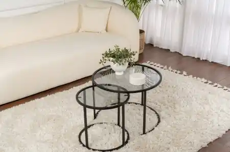 Set masute de cafea Aurum Negru Preț redus
