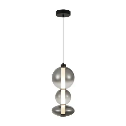 Pendul modern negru din metal cu globuri din sticla Sonte Noutate