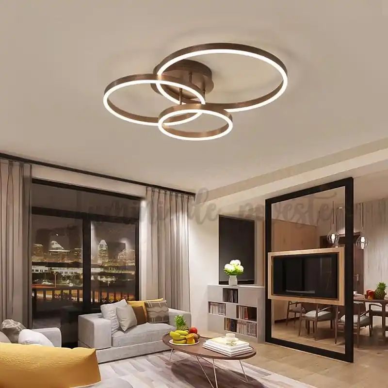 Lustra LED 154W Minimalist 3 Cercuri Maro, Telecomanda Preț promoțional