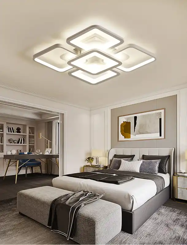 Lustra LED 110W Ceiling 5 Patrate Mini White, Telecomanda Ofertă specială