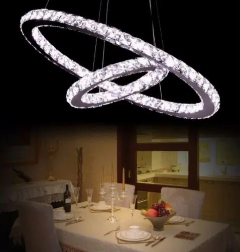 Candelabru LED 128W Cristale 2 Cercuri Slim Alb Plată securizată