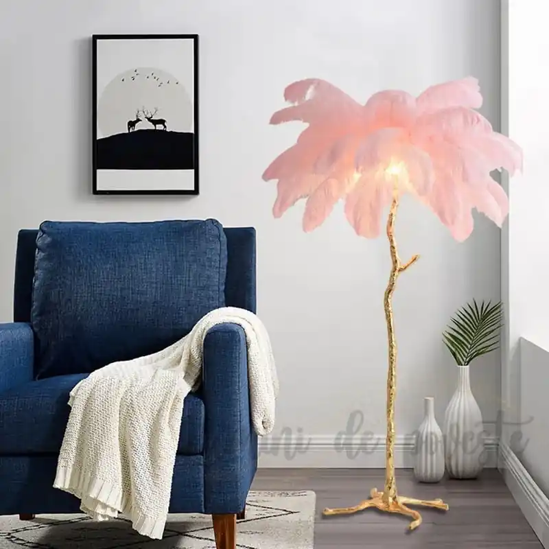 Lampadar cu pene naturale Pink 110 Popular