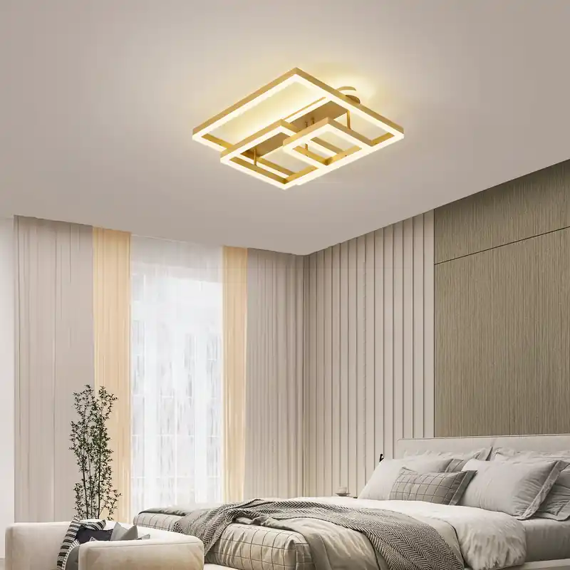 Lustra LED 182W Geometric Gold, Telecomanda Ofertă