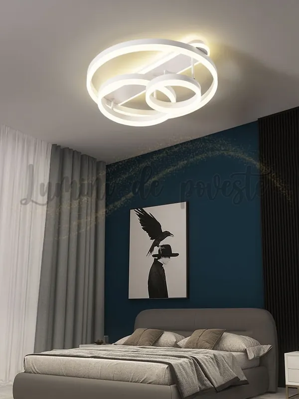 Ofertă Lustra LED 174W Geometric White Round, Telecomanda