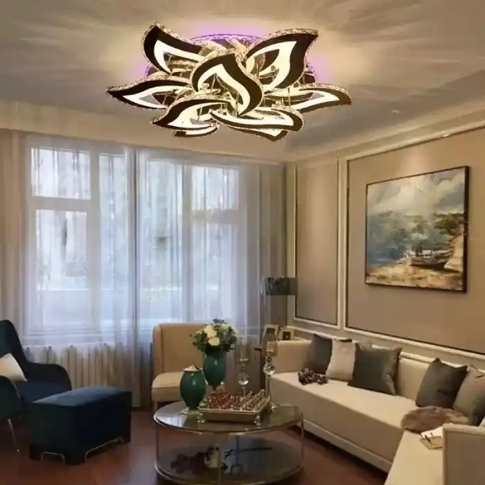 Discount Lustra LED 162W Cristal Sun Flower RGB, Telecomanda