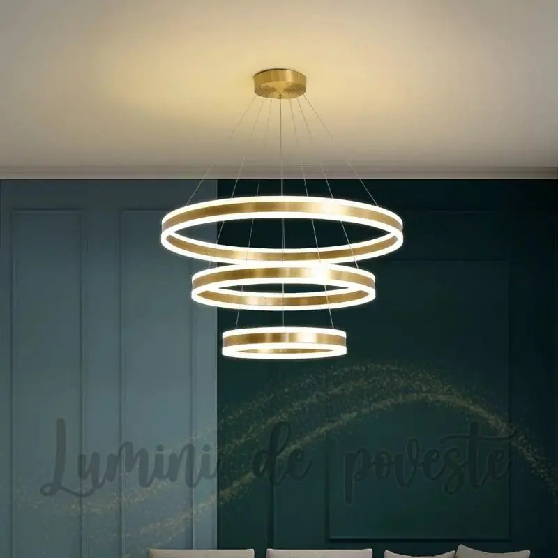 Cumpără acum Candelabru LED 308W Auriu 3, Telecomanda