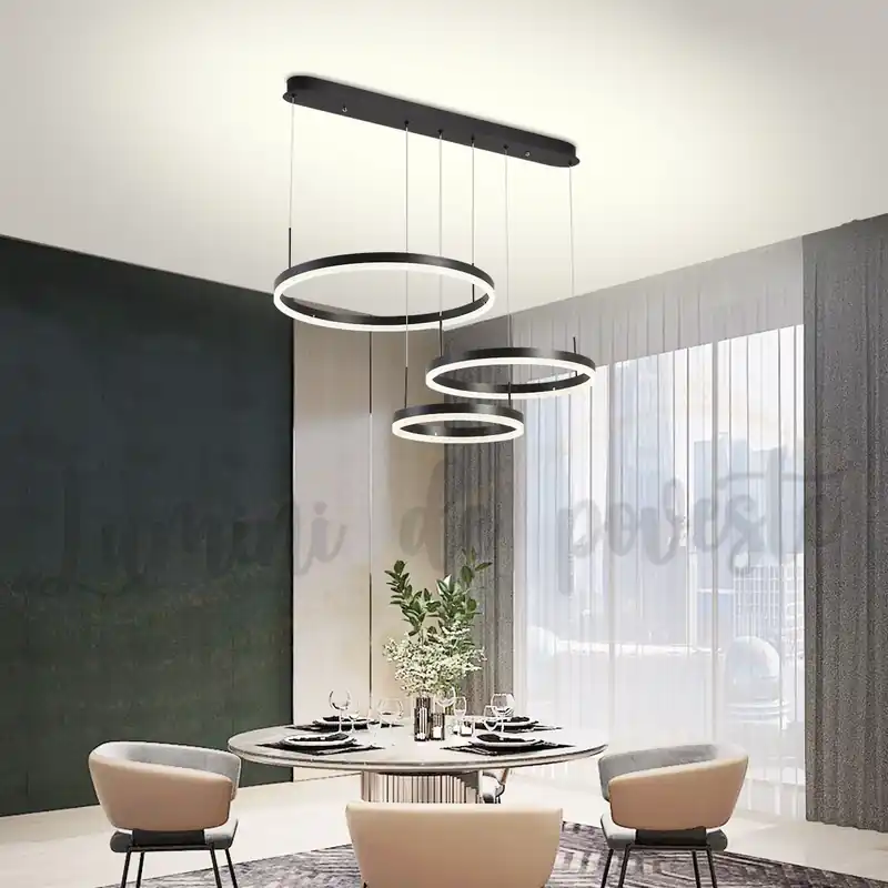 Candelabru LED 150W Balance Minimalist Black, Telecomanda Calitate înaltă