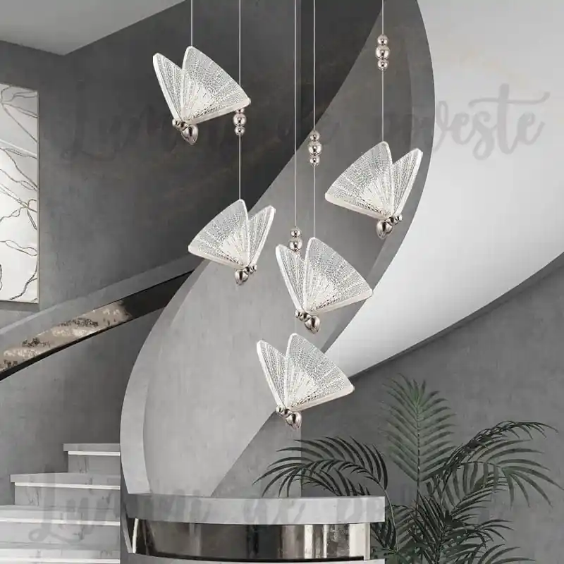 Candelabru LED 60W Butterfly 5 Argintiu Discount