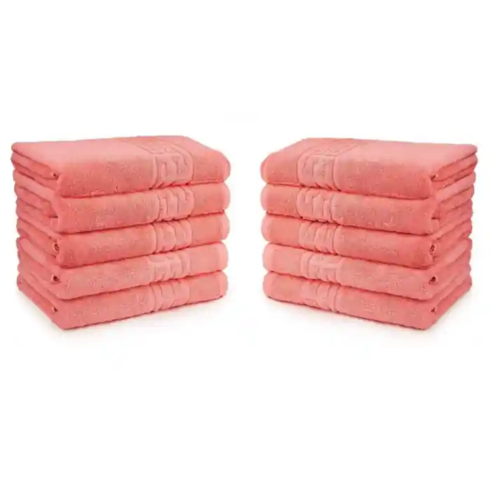 Ofertă exclusivă Set 10 Prosoape, Bumbac 100%, Model Grecesc, Corai