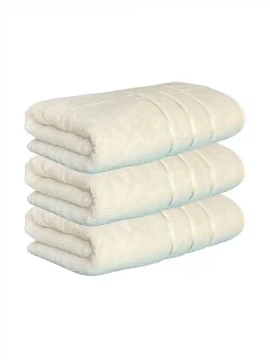 Cel mai vândut Set 3 Prosoape, Baie din MicroBumbac 100%, Ultra Pufos, Model Dungi Soft - Light Yellow