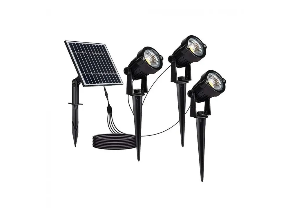 Lampi solare LED îngropate 3x1.2W, 3x50lm, IP65, negre, 3000K Livrare rapidă