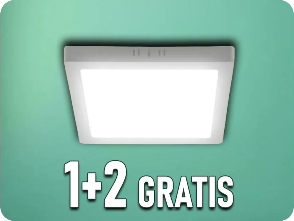 Panou aplicat LED cu sursă de alimentare 12W, 1200lm, pătrat, 1+2 gratis! Livrare expres