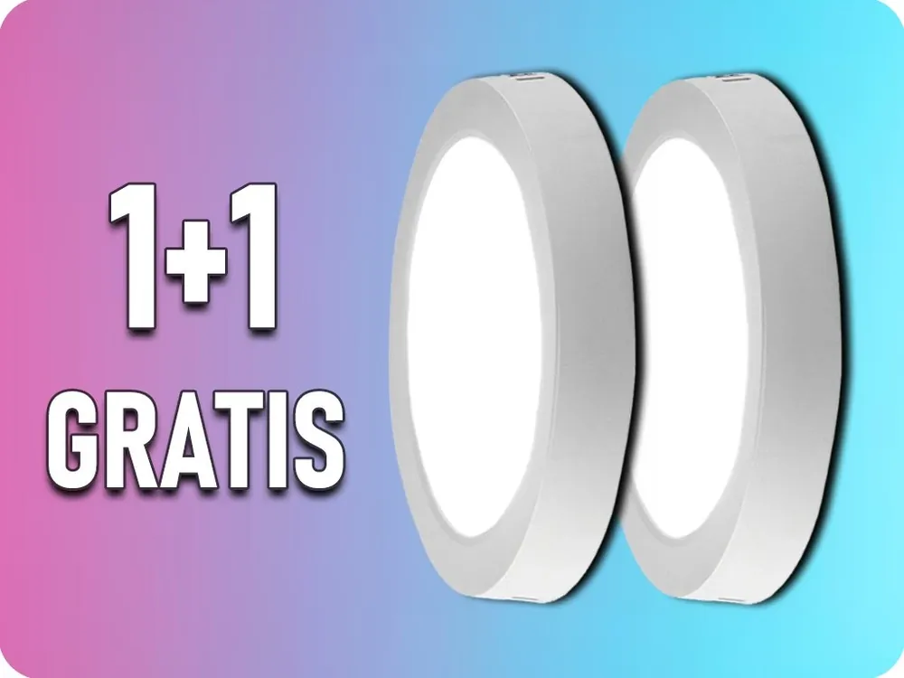 Discount Panou aplicat LED cu sursă de alimentare 24W, 2640lm, rotund, 1+1 gratis!