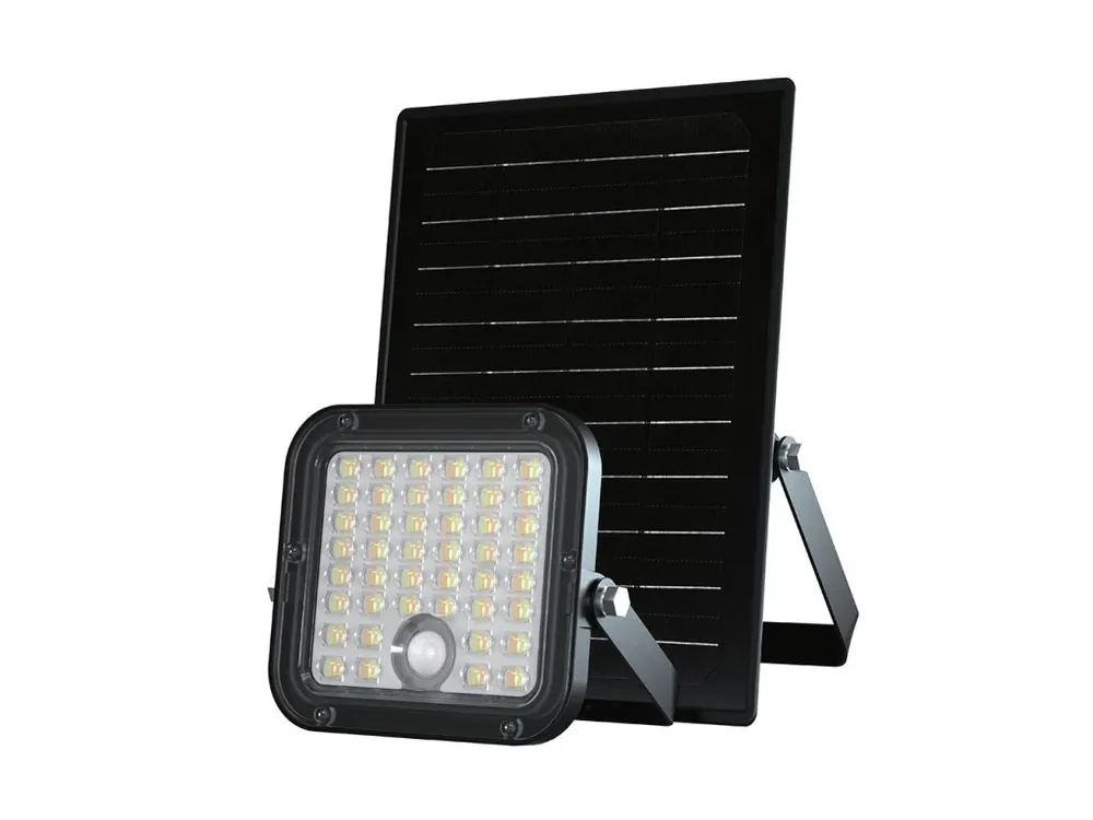 Cel mai bun preț Reflector LED solar cu telecomandă și senzor PIR 10W, 1500lm, 2 în 1 4000K+6000K, negru