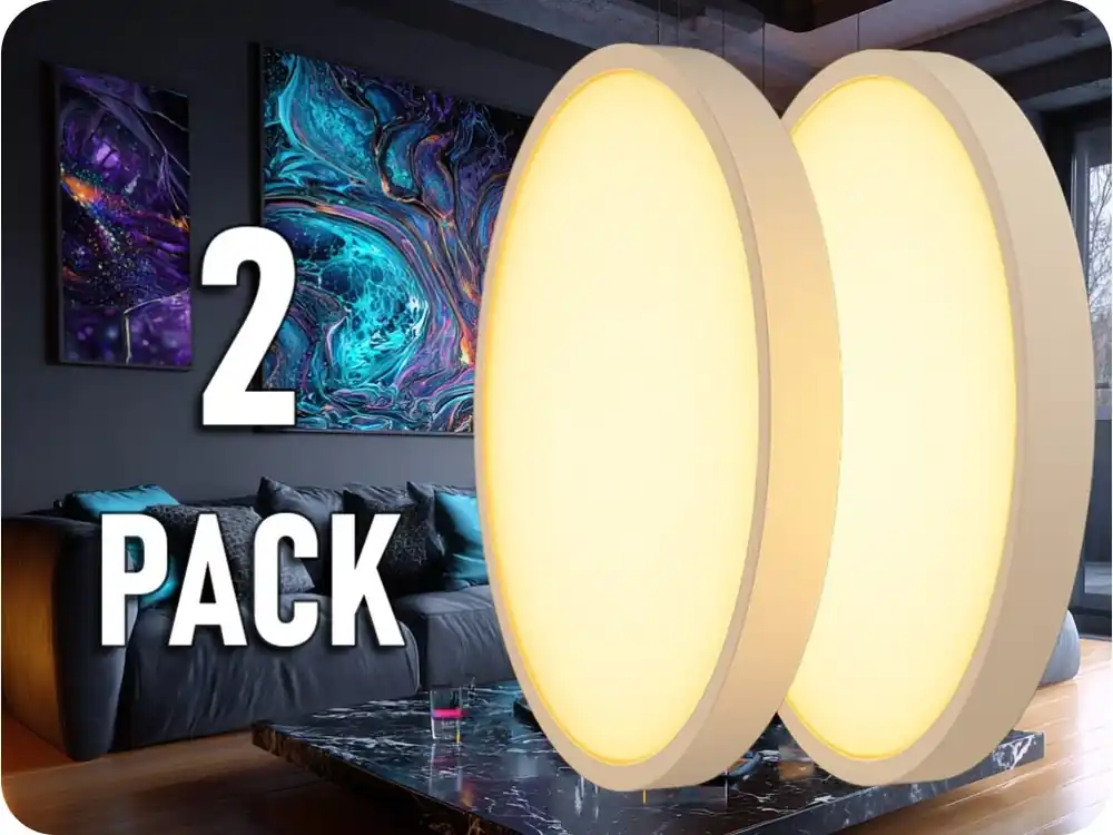 Corp LED cu senzor de mișcare și de lumină 18W, 1830LM, rotund, cadru alb/2-PACK! Reducere extra