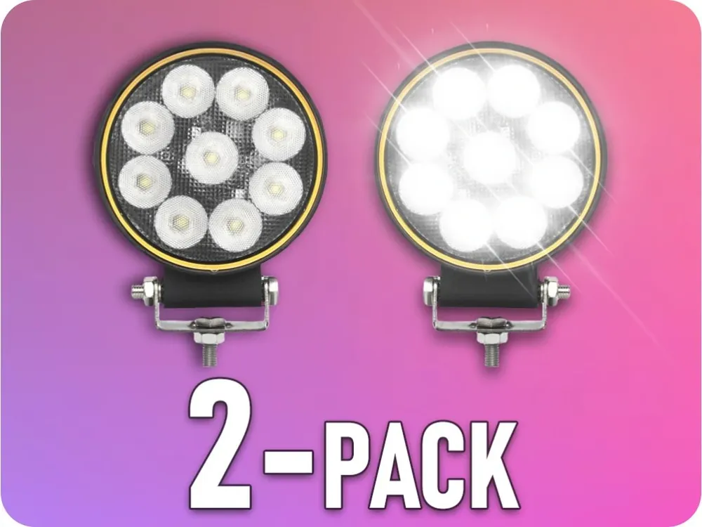 Lampă de lucru LED 20W, 1133lm, rotundă, 9xLED, 12V/24V/2-PACK! [L0176] Reducere extra