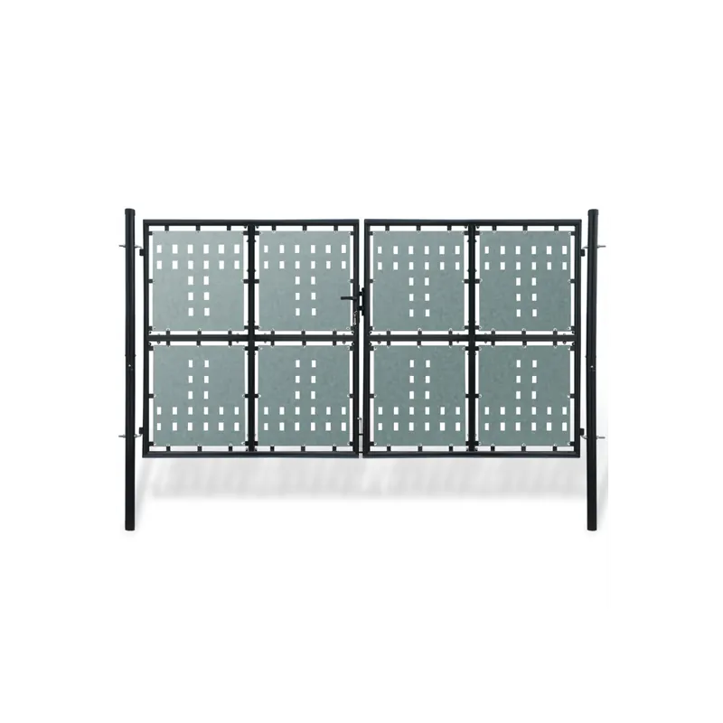 Discount Poarta dubla neagra pentru gard 300 x 250 cm