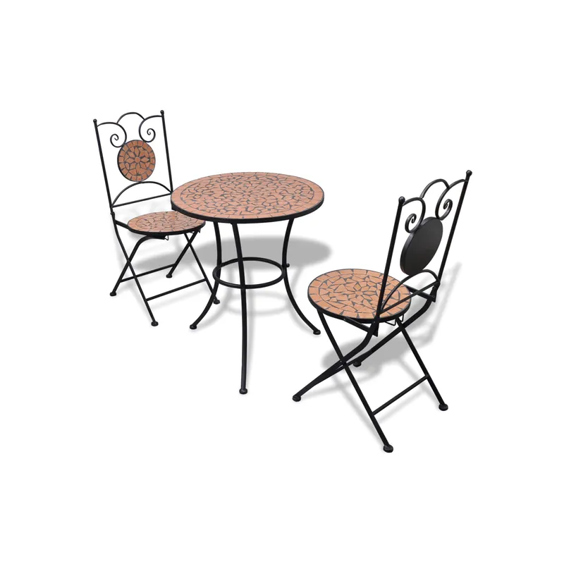 Reduceri Masa bistro mozaic 60 cm cu 2 scaune aspect teracota