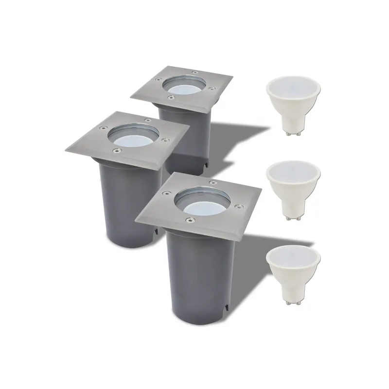 Corpuri de iluminat LED pentru sol patrate 3 buc. Chilipir
