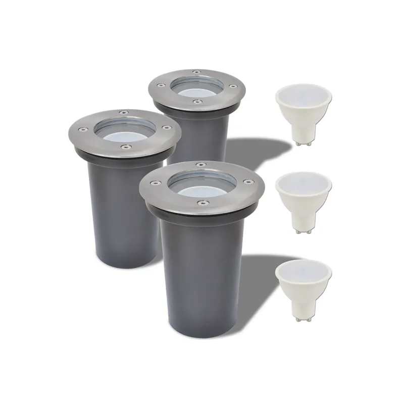 Corpuri de iluminat LED pentru sol, exterior, rotunde, 3 buc. Nu rata