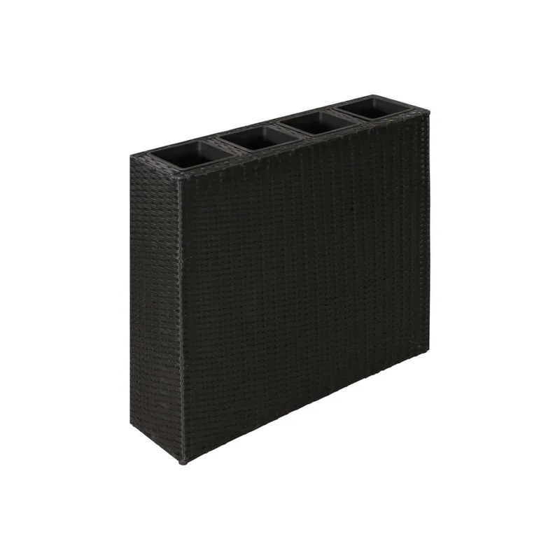 Ghiveci rectangular din ratan pentru gradina, 1 buc, Negru Chilipir